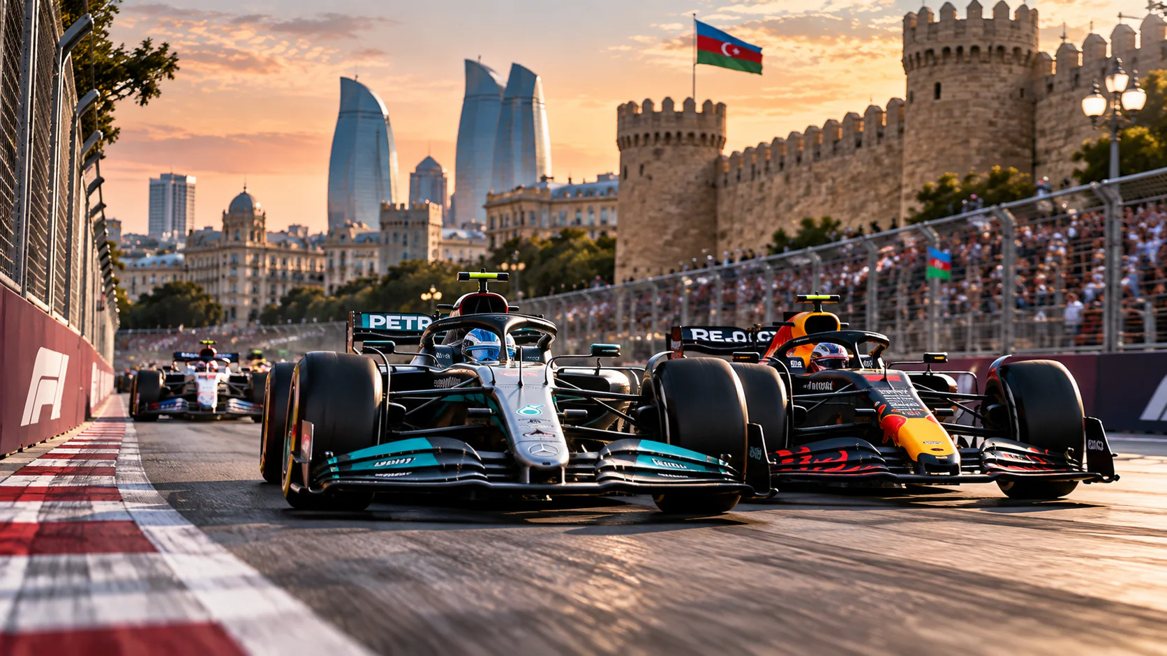 George Russell ganó en Bakú tras resistir a Verstappen por 0,196 segundos