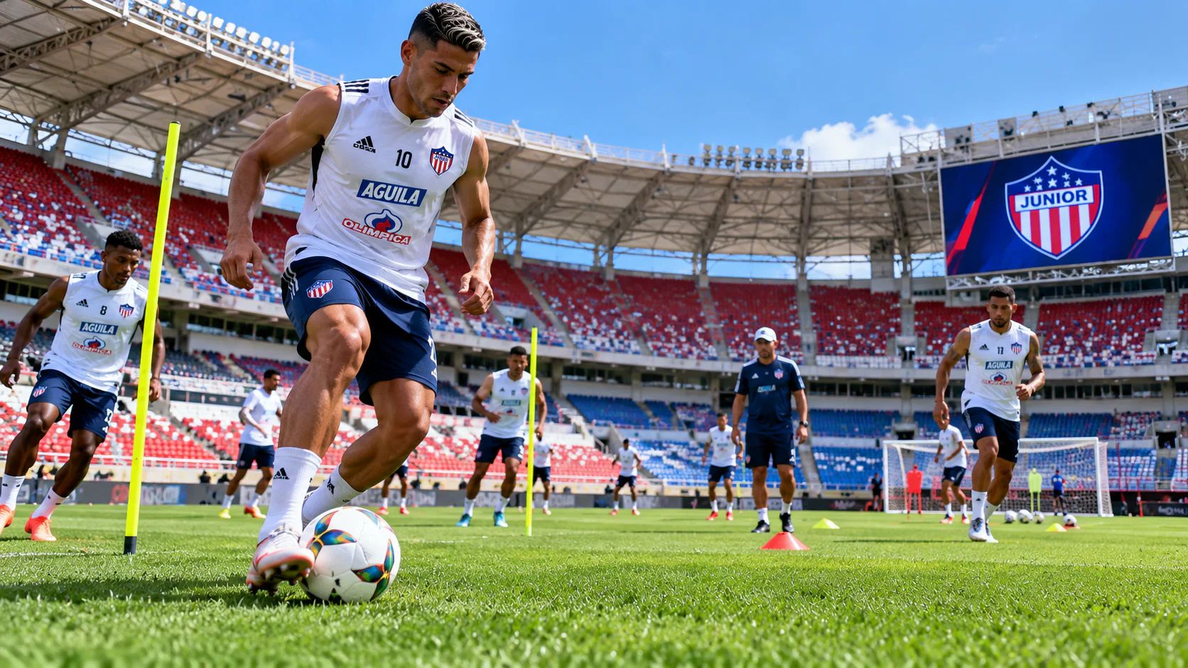 Junior probó la grama híbrida del Metropolitano en un entrenamiento oficial