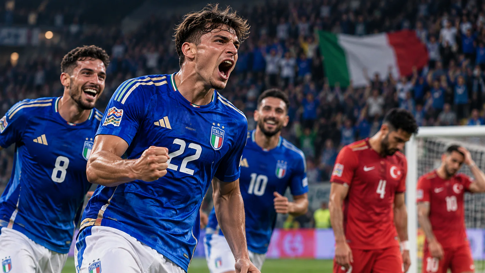 Celebración italiana bajo la bandera tricolor